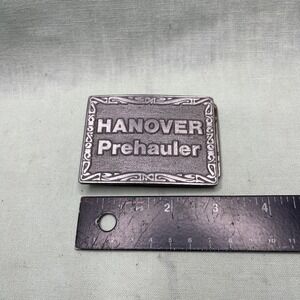 Vintage Hanover Prehauler Belt Buckle CD Hit Made USA Trucking Semi Pewter